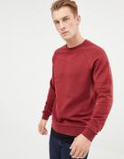 Asos Design Sweatshirt In Burgundy With Hem Extender-red