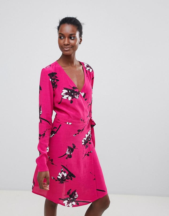 Vila Floral Wrap Dress - Purple