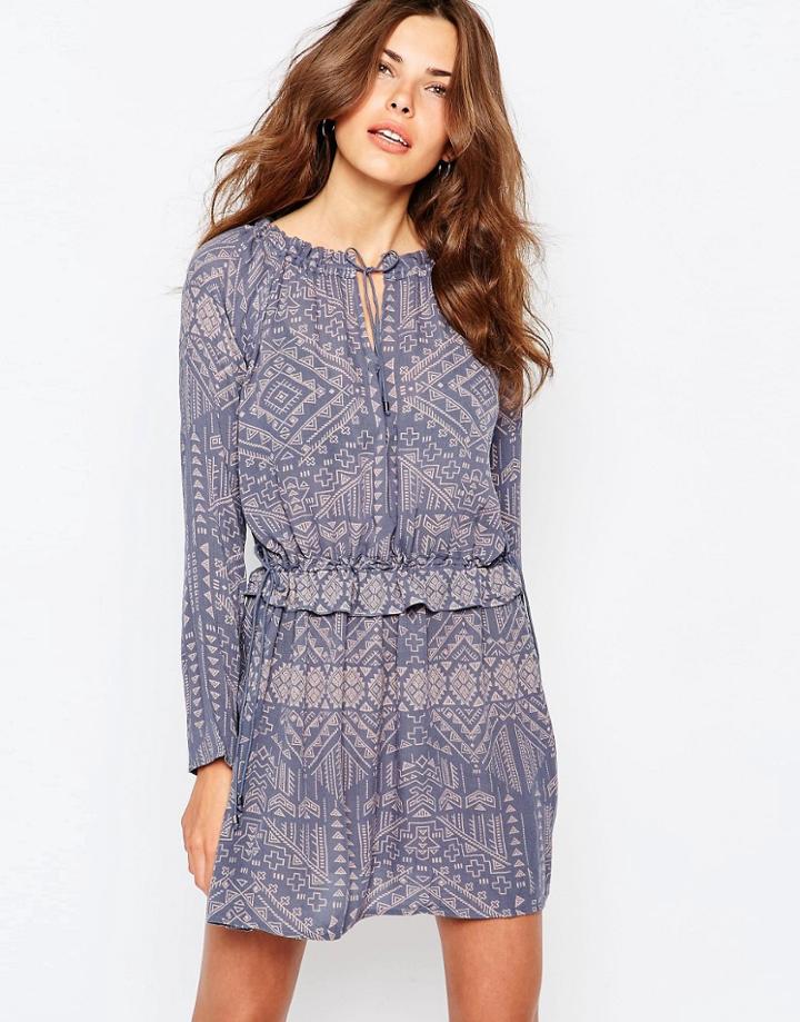Vila Printed Tie Neck Dress - Multi