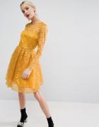 Asos Pretty Lace Mini Prom Dress - Yellow