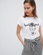 Mango Skull Western Tee - White
