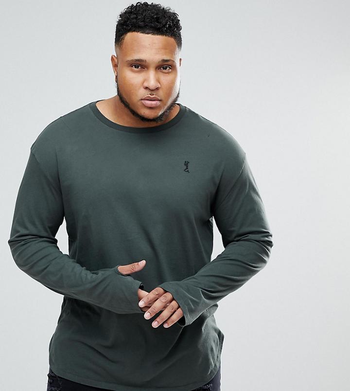 Religion Plus Longline Long Sleeve Top - Gray