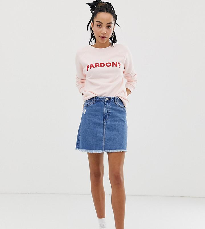 Urban Bliss Raw Hem Denim Mini Skirt-blue