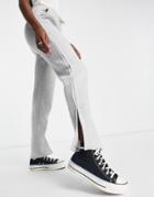 Rebellious Fashion Side Split Wide Leg Sweatpants In Gray