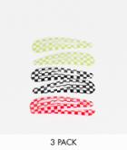 Monki Marcy 3 Pack Hairclips In Multi Checkerboard