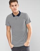 Esprit Stripe Jersey Polo Shirt - Navy