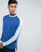 Asos Sweater With Contrast Stripes In Blue - Blue