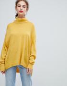 Pieces Roll Neck Sweater - Yellow