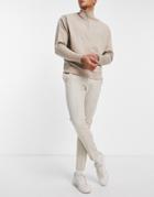 Asos Design Skinny Ankle Grazer Smart Jogger With Contrast Drawcord In Beige-neutral