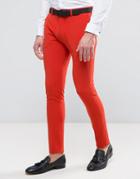 Asos Super Skinny Prom Suit Pants In Tomato Red - Red