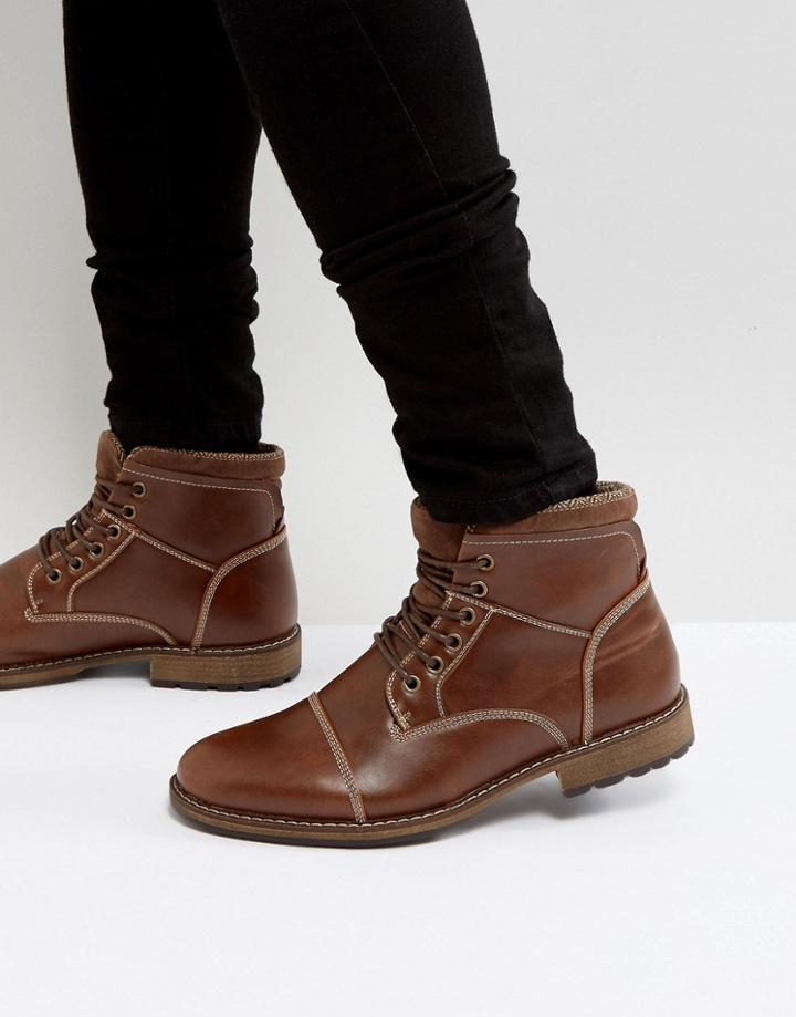 New Look Military Lace Up Boots In Brown - Tan