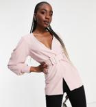 Asos Design Tall Structured Longline Top With Belt Detail In Dusty Pink