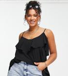 Yours Frill Detail Cami Top In Black