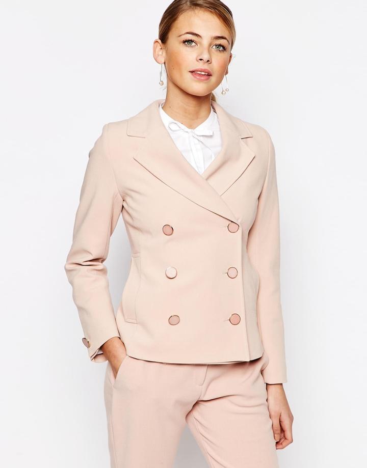 Closet Fitted Suit Jacket - Nude Pink