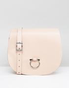 Leather Satchel Company Saddle Bag With Bull Ring Closure - Pink
