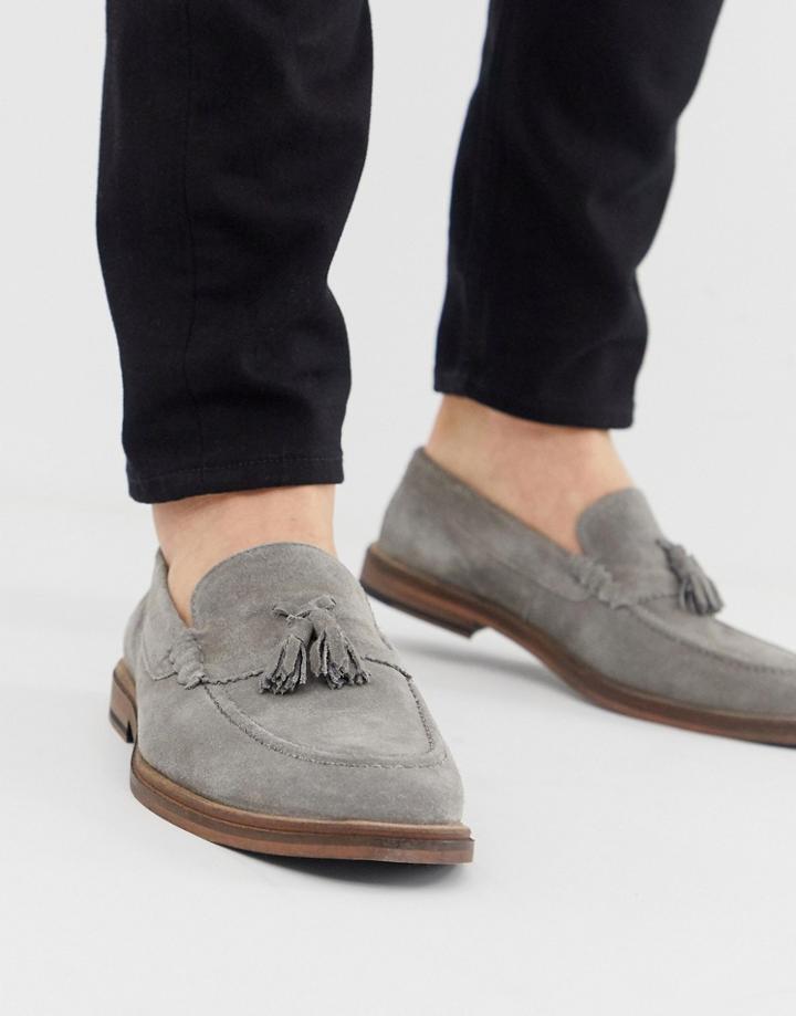 Walk London West Loafers In Gray Suede