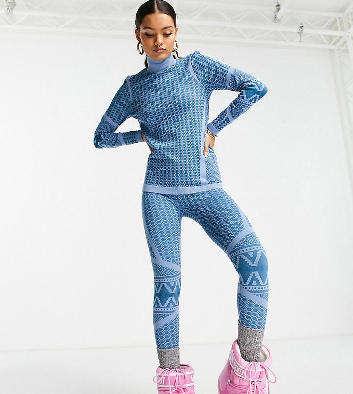 Asos 4505 Petite Ski Base Layer Legging In Retro Graphic Print-multi
