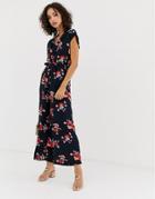 Vero Moda Floral Wrap Jumpsuit - Navy
