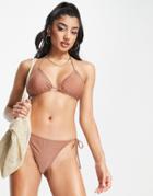 Brave Soul Bikini Bottom With Tie Side In Brown