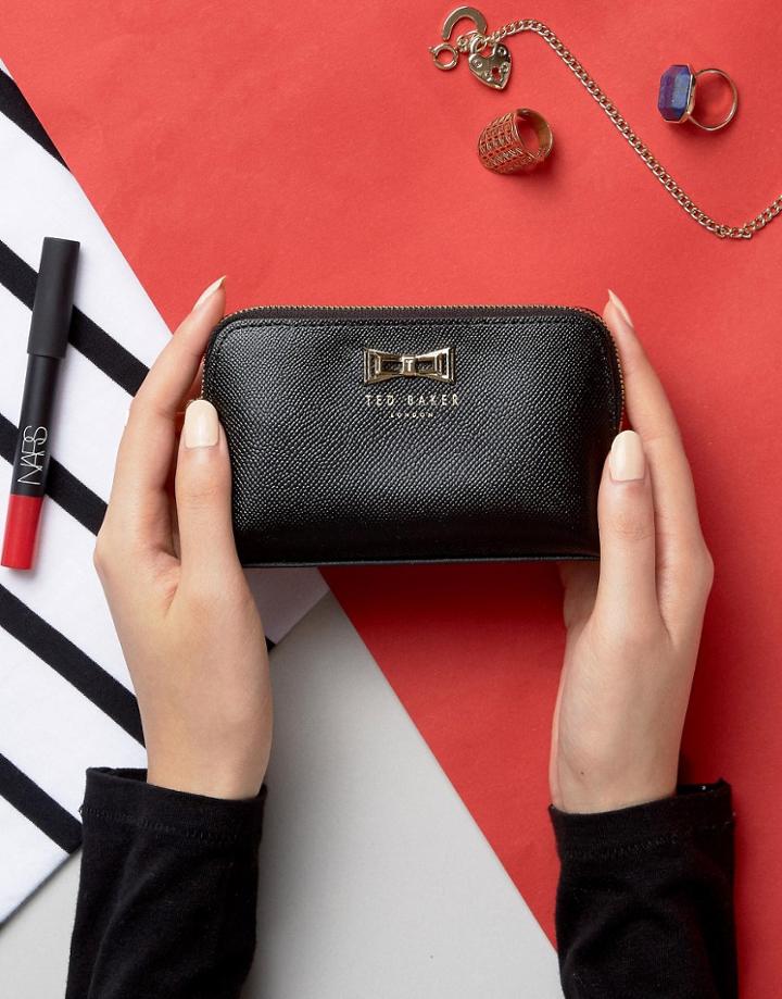 Ted Baker Metal Bow Makeup Case - Black