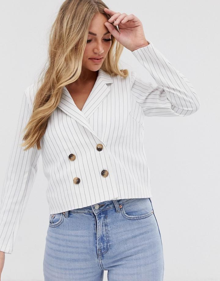 Vila Cropped Pinstripe Blazer-multi