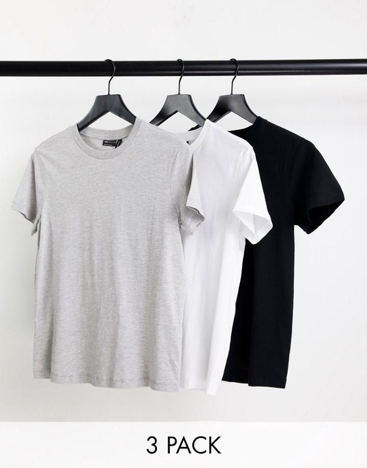 Asos Design Ultimate T-shirt With Crew Neck In Cotton Blend 3 Pack Save - Multi