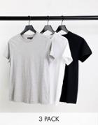 Asos Design Ultimate T-shirt With Crew Neck In Cotton Blend 3 Pack Save - Multi
