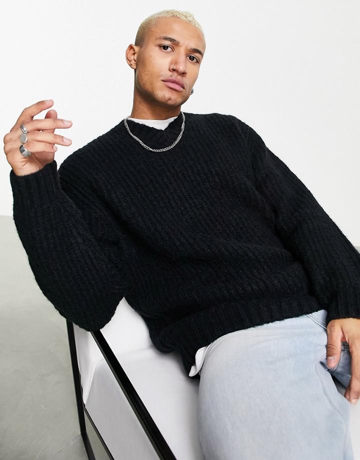 Weekday Cohen V Neck Sweater In Black