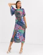 John Zack Scarf Print Midaxi Dress In Multi Print - Multi