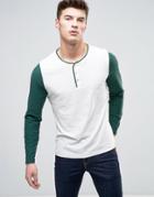 Abercrombie & Fitch Baseball Henley Long Sleeve Top In White - White