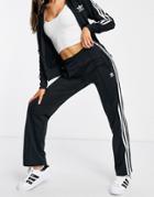 Adidas Originals Adicolor Three Stripe Logo Straight Fit Track Pants In Black