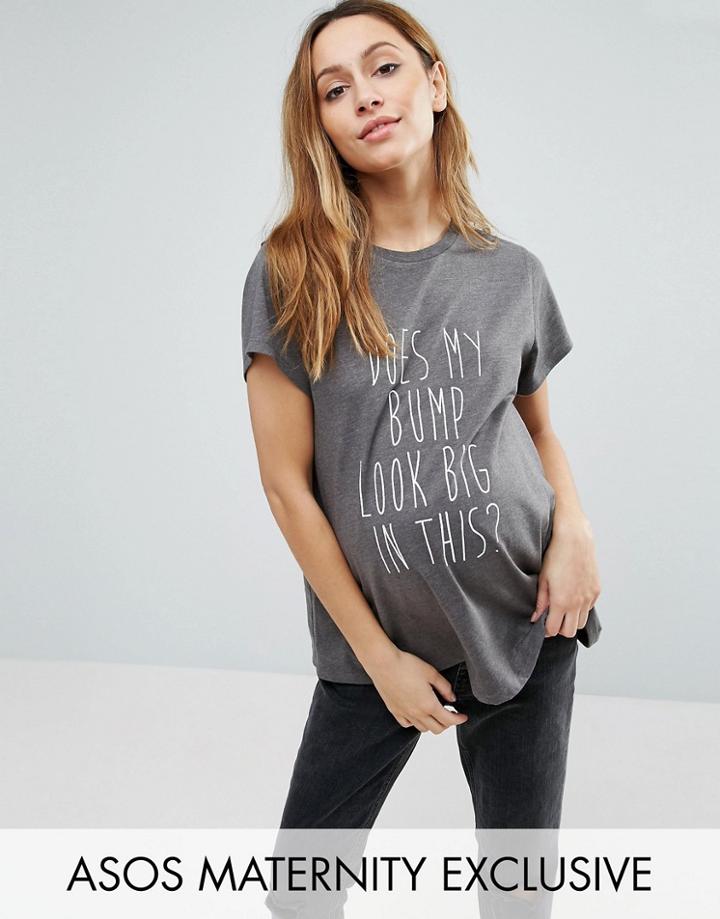 Asos Maternity Bump Slogan T-shirt - Gray