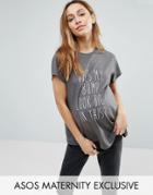Asos Maternity Bump Slogan T-shirt - Gray