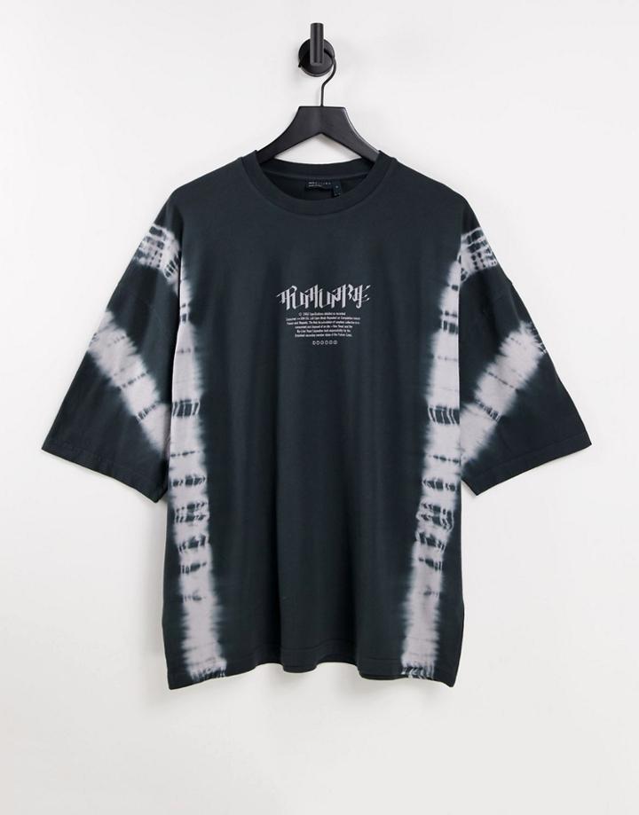 Asos Design Oversized T-shirt With Tie Dye & Grunge Print-black