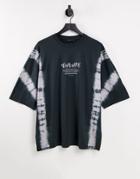 Asos Design Oversized T-shirt With Tie Dye & Grunge Print-black
