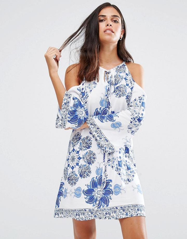 Love & Other Things Cold Shoulder Dress - Blue