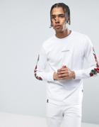 Wasted Paris Long Sleeve T-shirt With Loveless Rose Sleeve Print - White
