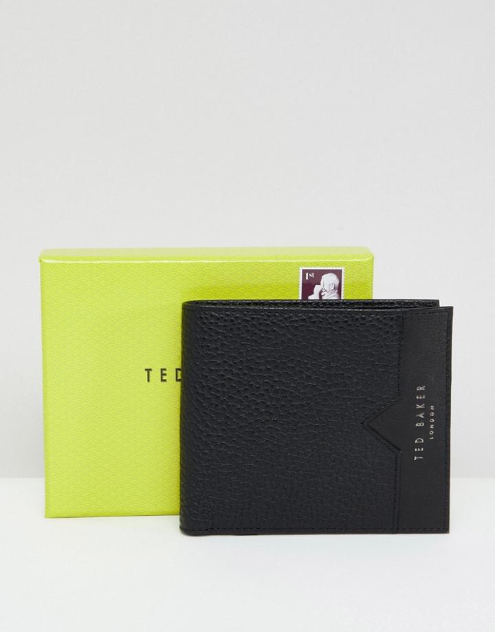 Ted Baker Looeze Bifold Wallet In Pebble Grain Leather - Black