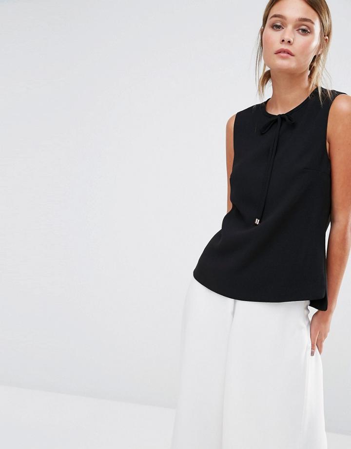 Ted Baker Natalle Sleeveless Crepe Top With Bow Front - Black