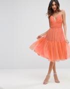 Asos Tulle Midi Prom Dress - Orange