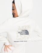 The North Face Nse Box Back Print Hoodie In White