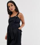 Asos Design Maternity Overall Mini Sundress With Pocket Detail - Black