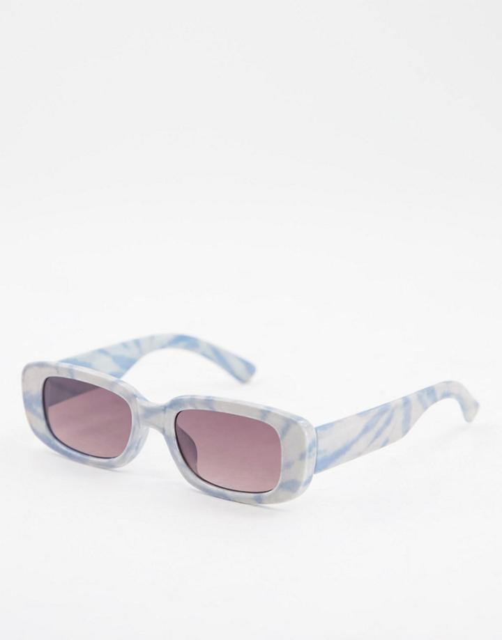 Skinnydip Rectangle Sunglasses In Lilac Tie Dye-purple