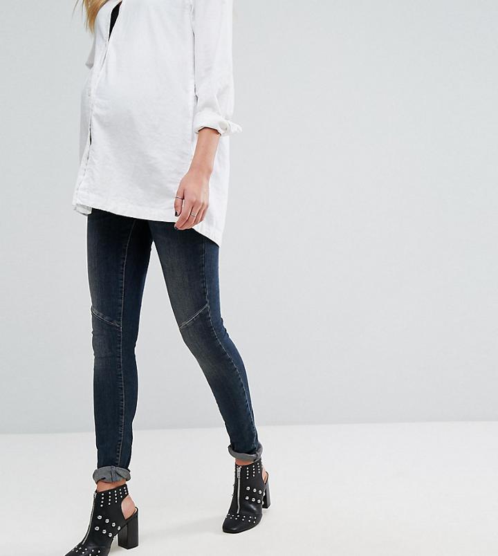 Supermom Skinny Jean With Seam Detail Knee In Gray Blue Wash - Blue