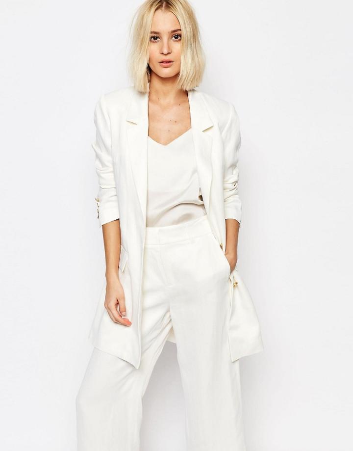 Gestuz Elise Tailored Blazer In Linen - White