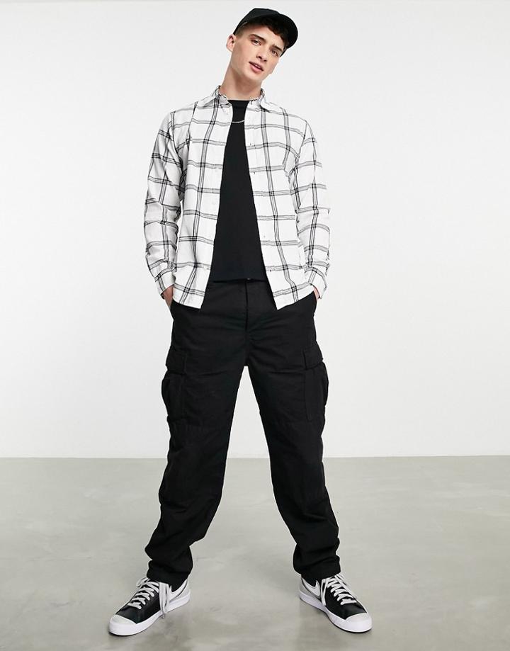 Jack & Jones Originals Check Shirt In Ecru-white