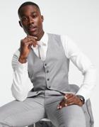 Noak Slim Suit Vest In Ice Gray Super-120s Fine Pure Wool Melange