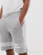 Adidas Original Jersey Shorts Trefoil Logo In Gray