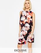 Gestuz Aya High Neck Dress In Floral Print - Pink Floral