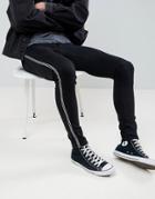 Asos Extreme Super Skinny Jeans In Black With Side Stripe - Black